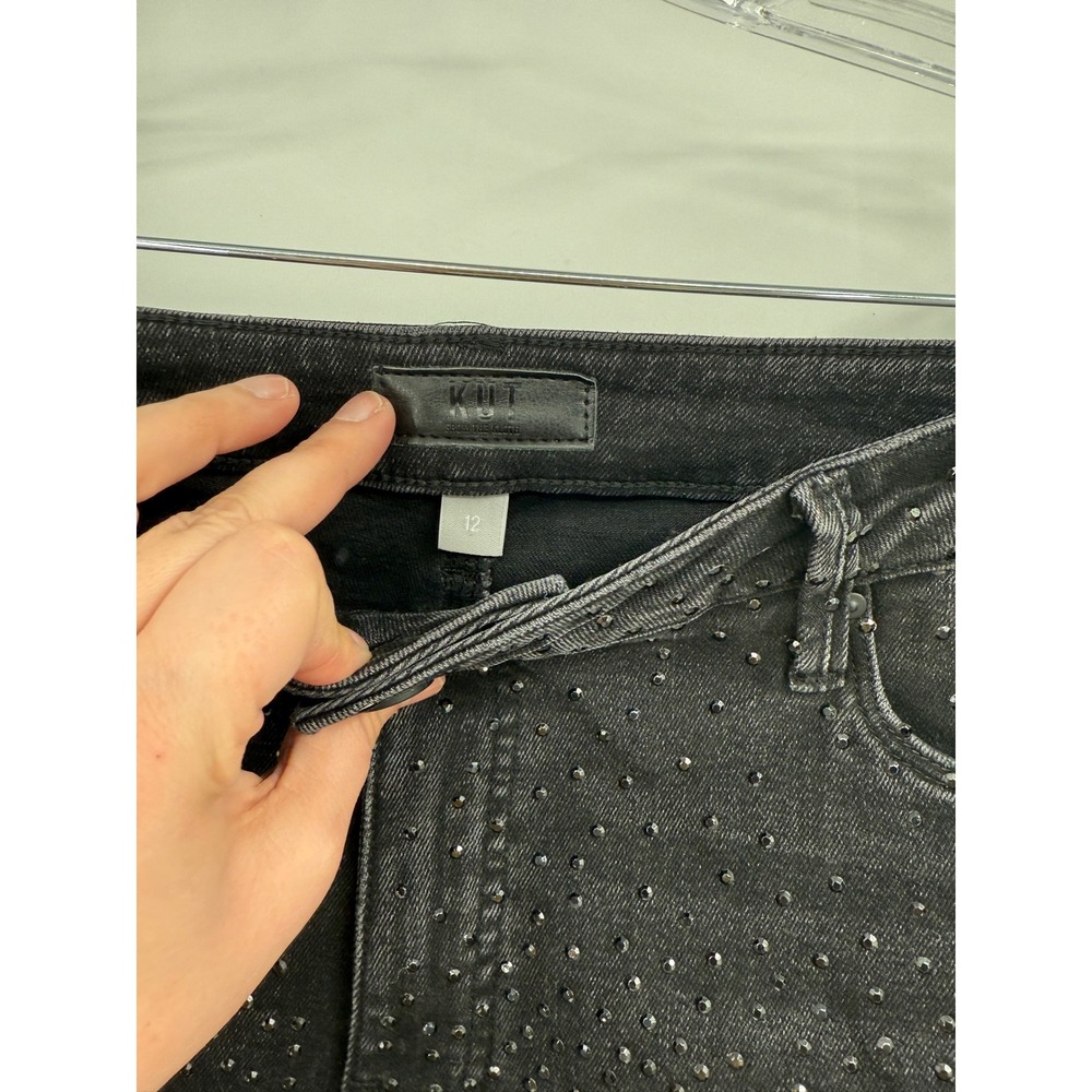Kut from the Kloth Black High-Rise Wide Leg Jeans with Sparkle - Picture 7 of 11